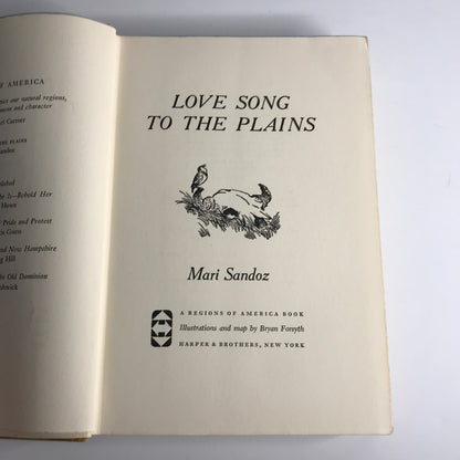 Love Song to the Plains - Mari Sandoz - 1st Edition - 1961