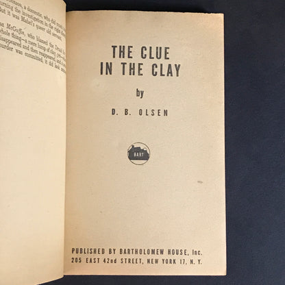 The Clue in the Clay - D. B. Olsen - Scarce - 1946