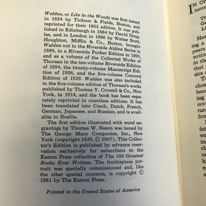 Walden - Henry David Thoreau - Easton Press - 1981
