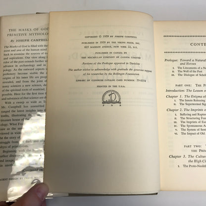 The Masks of God: Primitive Mythology - Joseph Campbell - 1st Edition - 1959