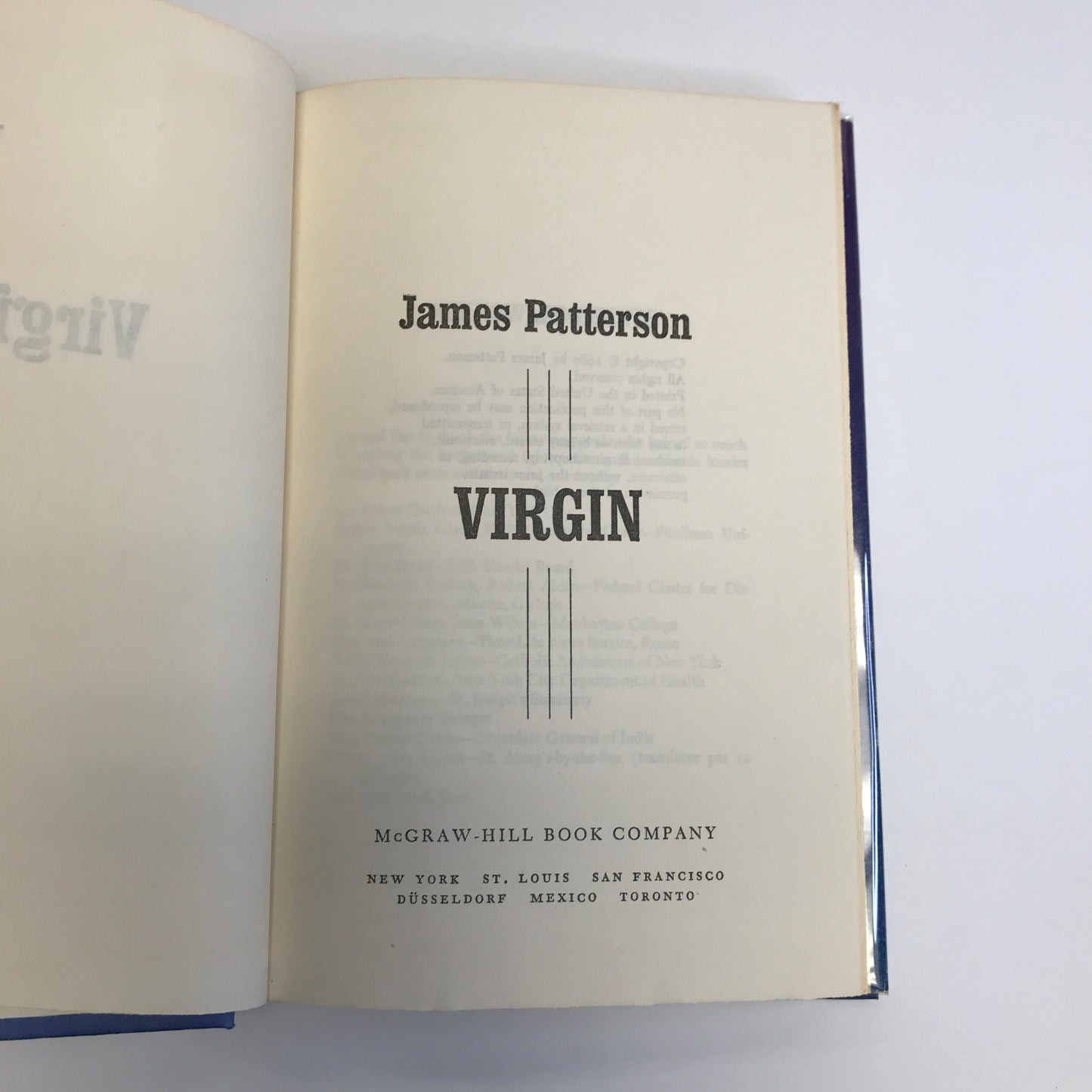 Virgin - James Patterson - Book Club Edition - 1980