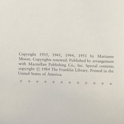 Collected Poems - Marianne Moore - Franklin Library - 1984