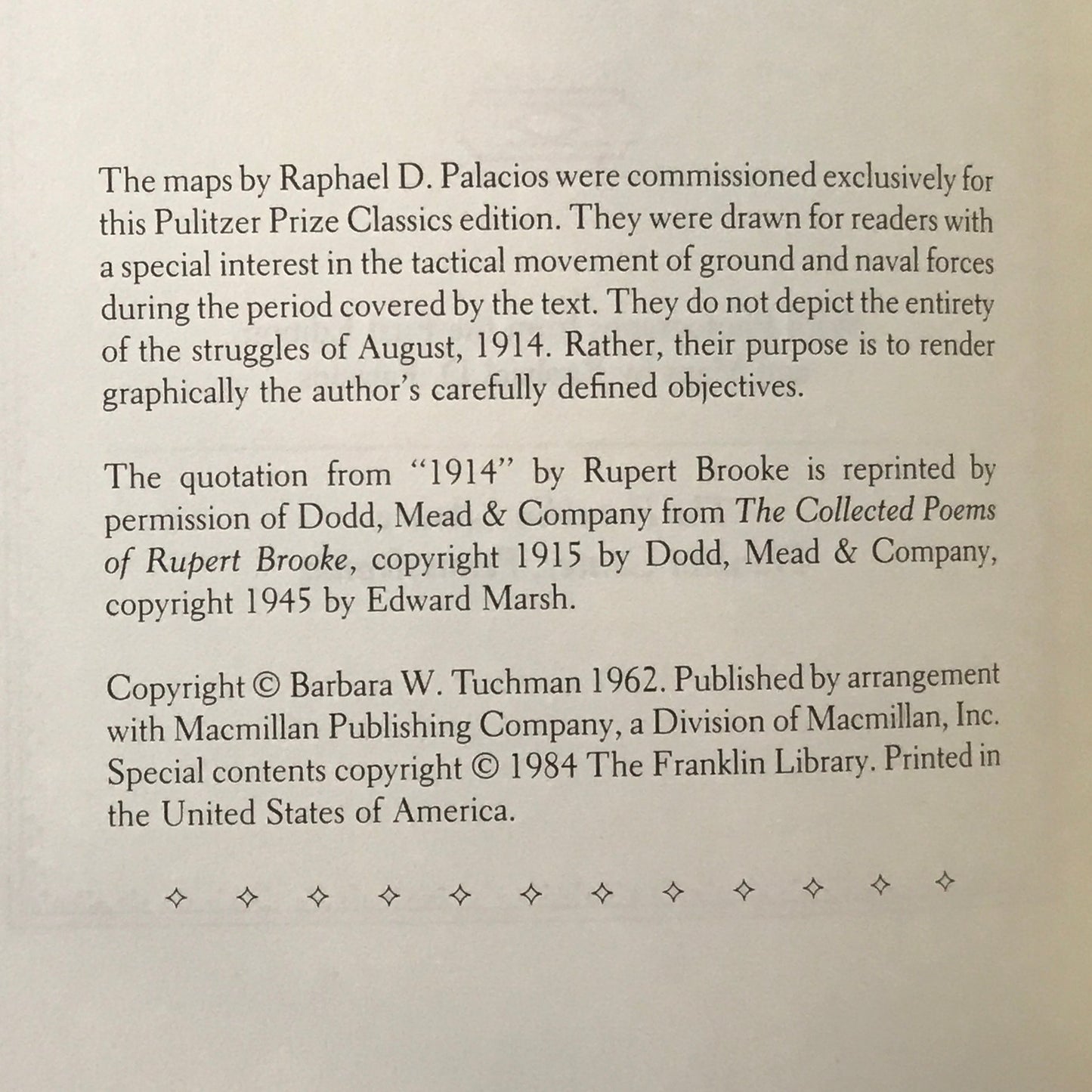 The Guns of August - Barbara W. Tuchman - Franklin Library - 1984