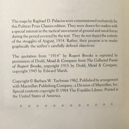 The Guns of August - Barbara W. Tuchman - Franklin Library - 1984