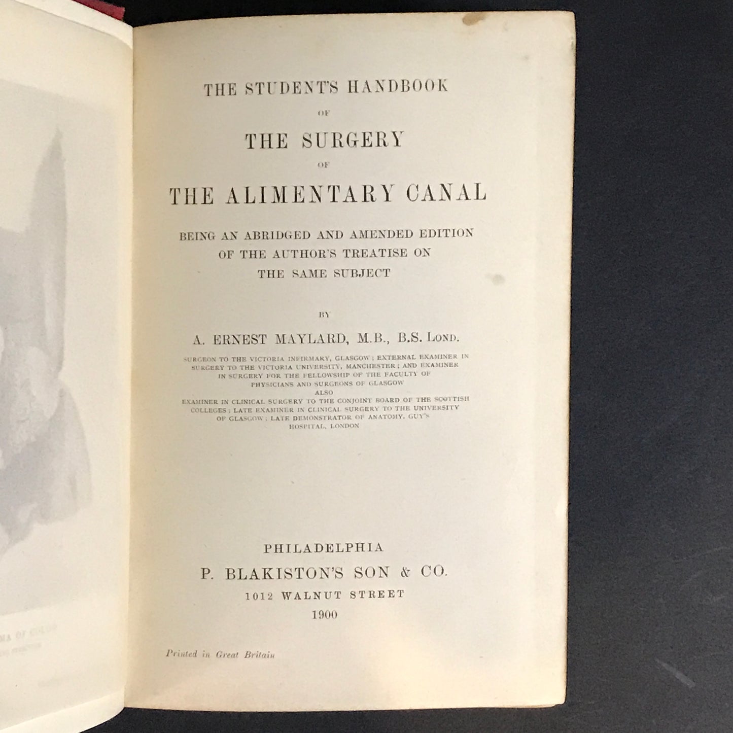 The Surgery of the Alimentary Canal - Ernest Maylard - 1900