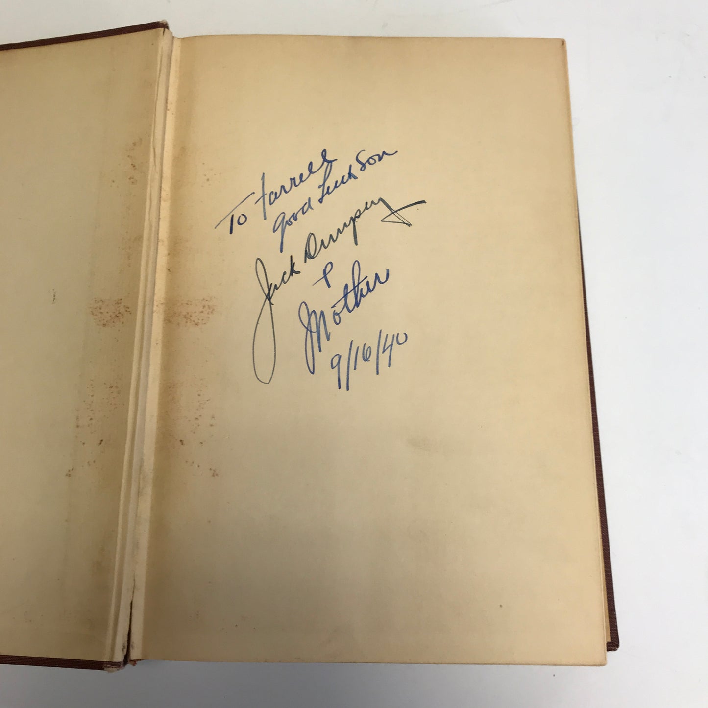 Round by Round - Jack Dempsey - Signed - 1940
