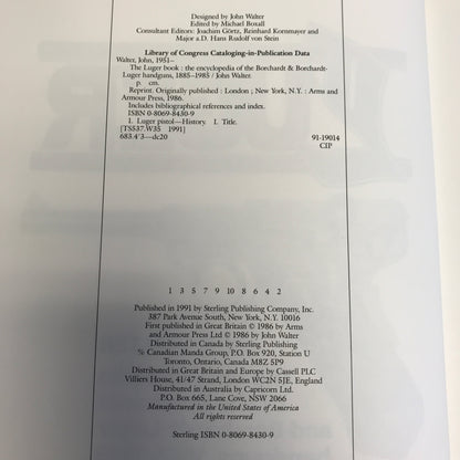 The Luger Book - John Walter - 1st Edition - 1991