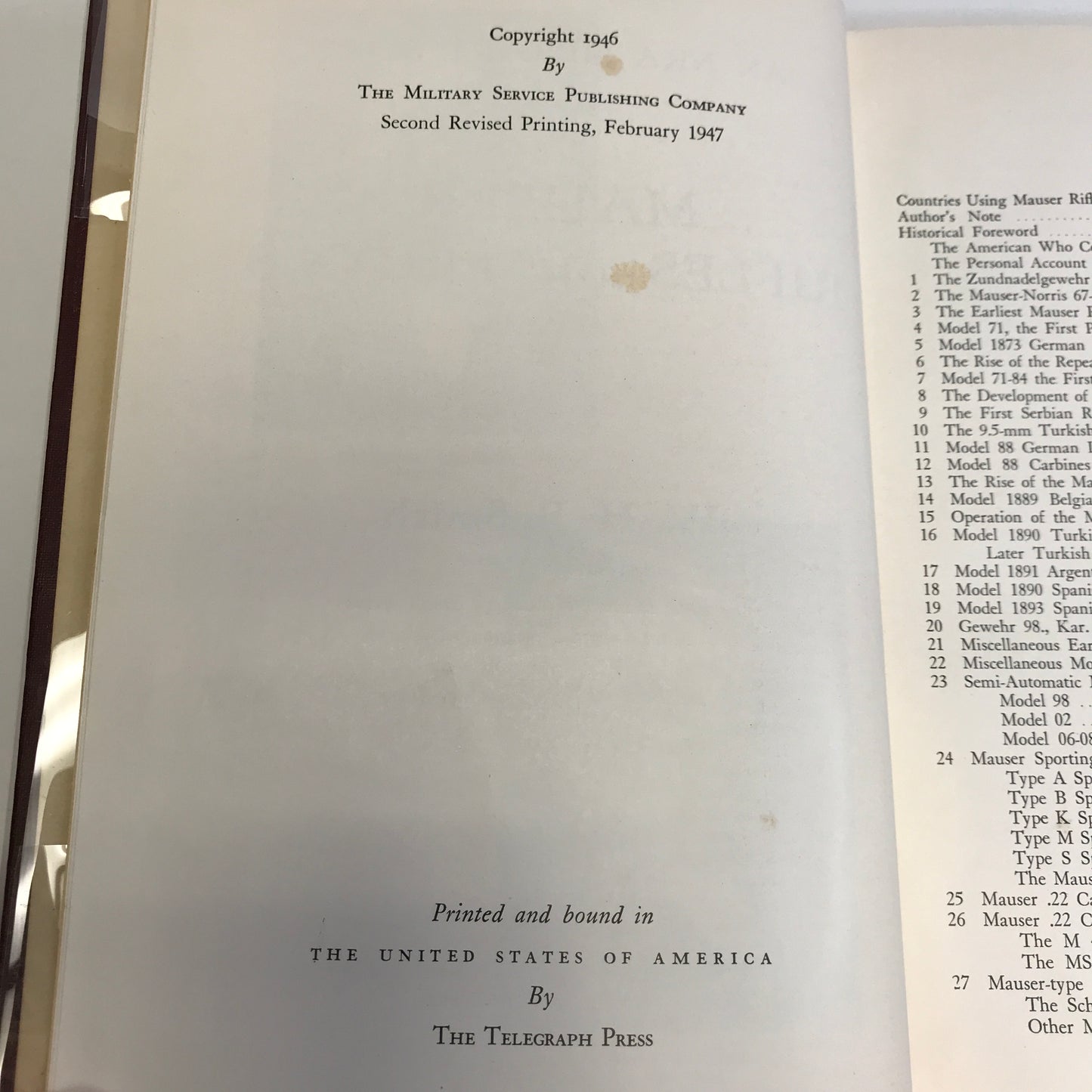 Mauser Rifles and Pistols - W. H. B. Smith - 2nd Reused Edition - 1947