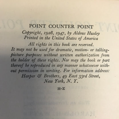 Point Counter Point - Aldous Huxley - 1947