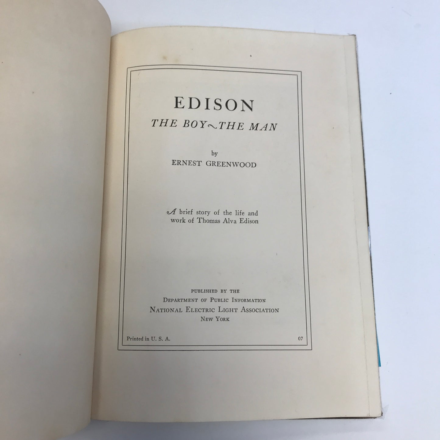 Edison: The Boy, The Man - Ernest Greenwood - 1929