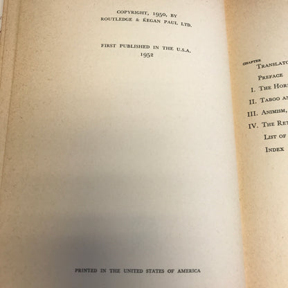 Totem and Taboo - Sigmund Freud - 1st United States Edition - 1952