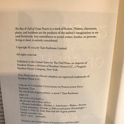 The Rise and Fall of Great Powers - Tom Rachman - 2014 - 1st Edition