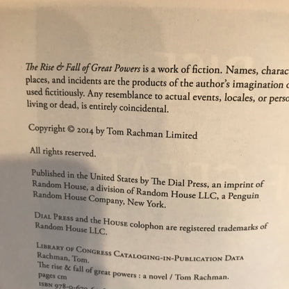 The Rise and Fall of Great Powers - Tom Rachman - 2014 - 1st Edition