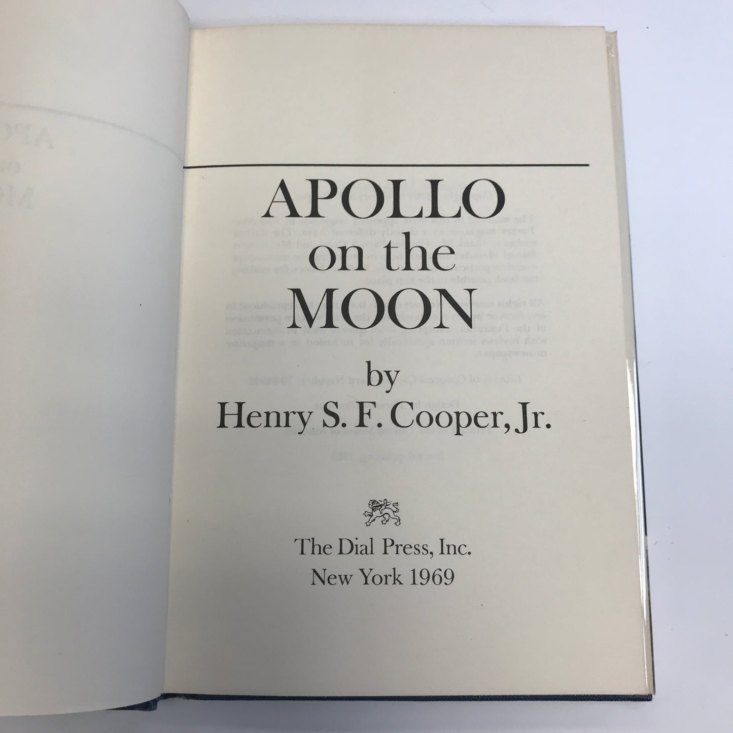 Apollo on the Moon - Henry S. F. Cooper Jr. - 2nd Printing - 1969