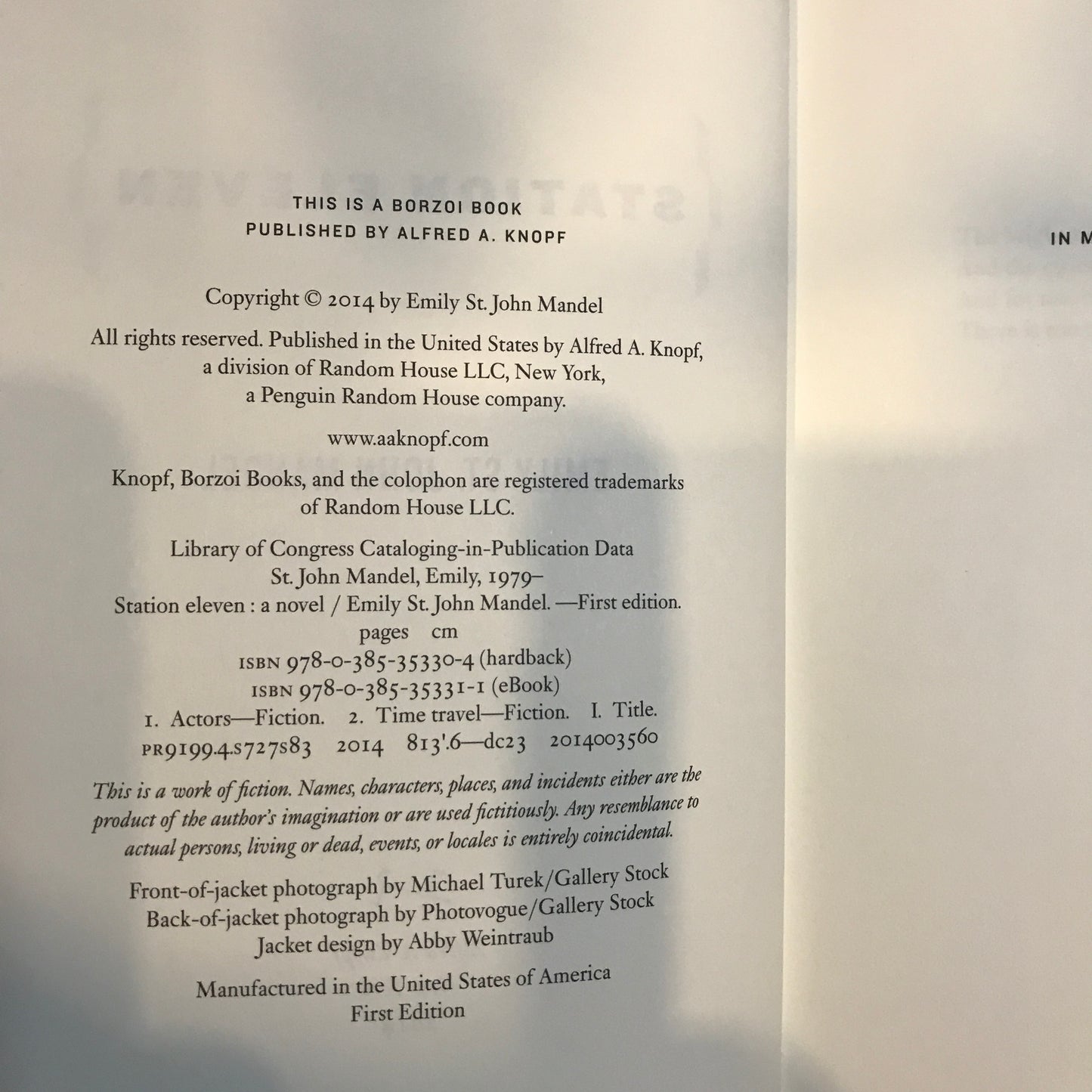 Station Eleven - Emily St. John Mandel - 2014 - 1st American Edition