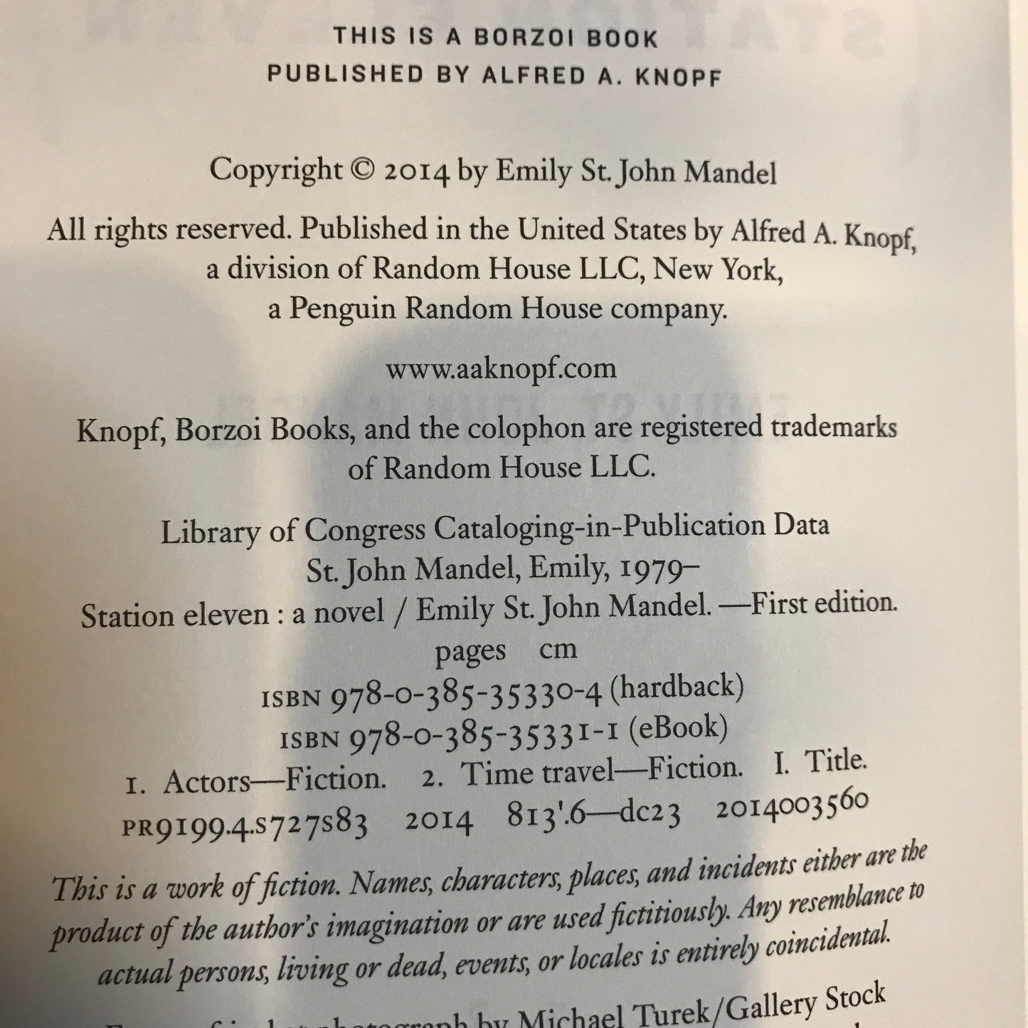 Station Eleven - Emily St. John Mandel - 2014 - 1st American Edition