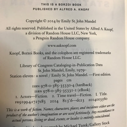 Station Eleven - Emily St. John Mandel - 2014 - 1st American Edition