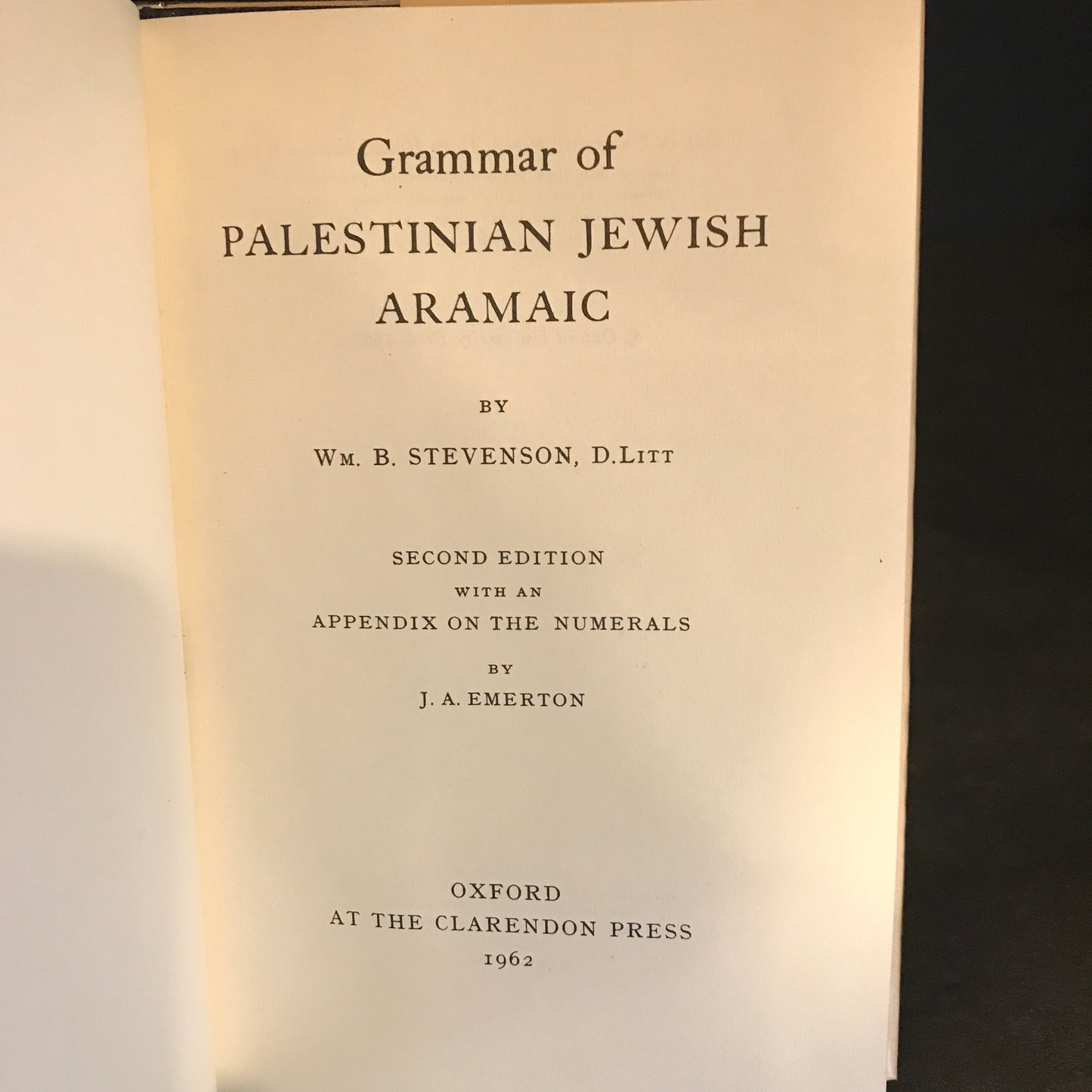 Grammar of Palestinian Jewish Aramaic - Second Edition - W. B. Stevenson - 1962