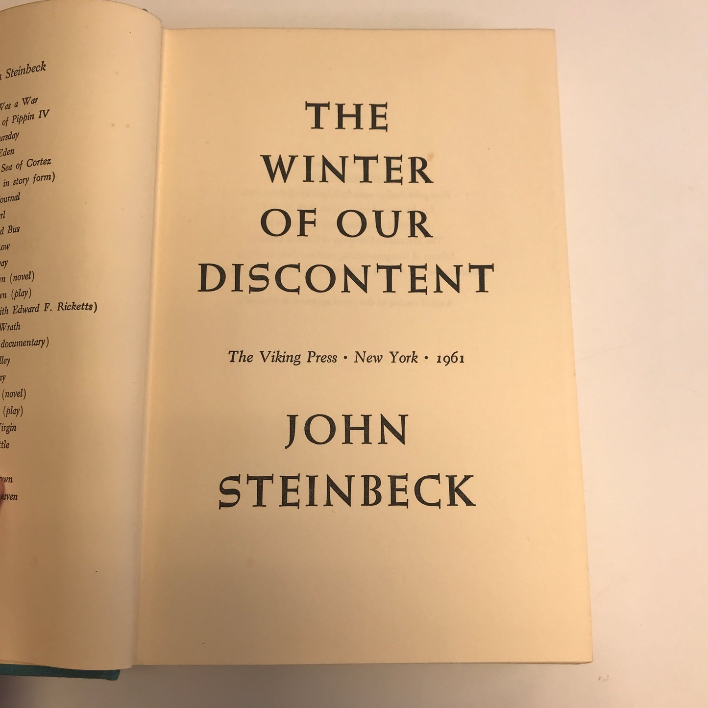 The Winter of Our Discontent - John Steinbeck - 1st Edition/Early State - 1961