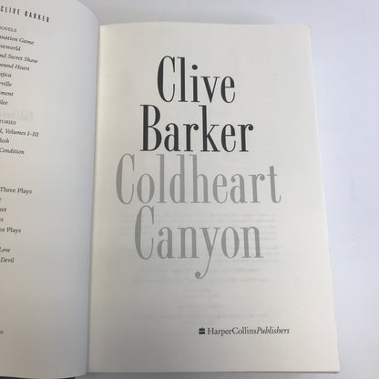 Cold Heart Canyon - Clive Barker - Signed - 1st Edition - 2001