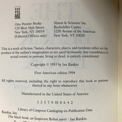 The Black Book - Ian Rankin - 1st American Edition - 1994