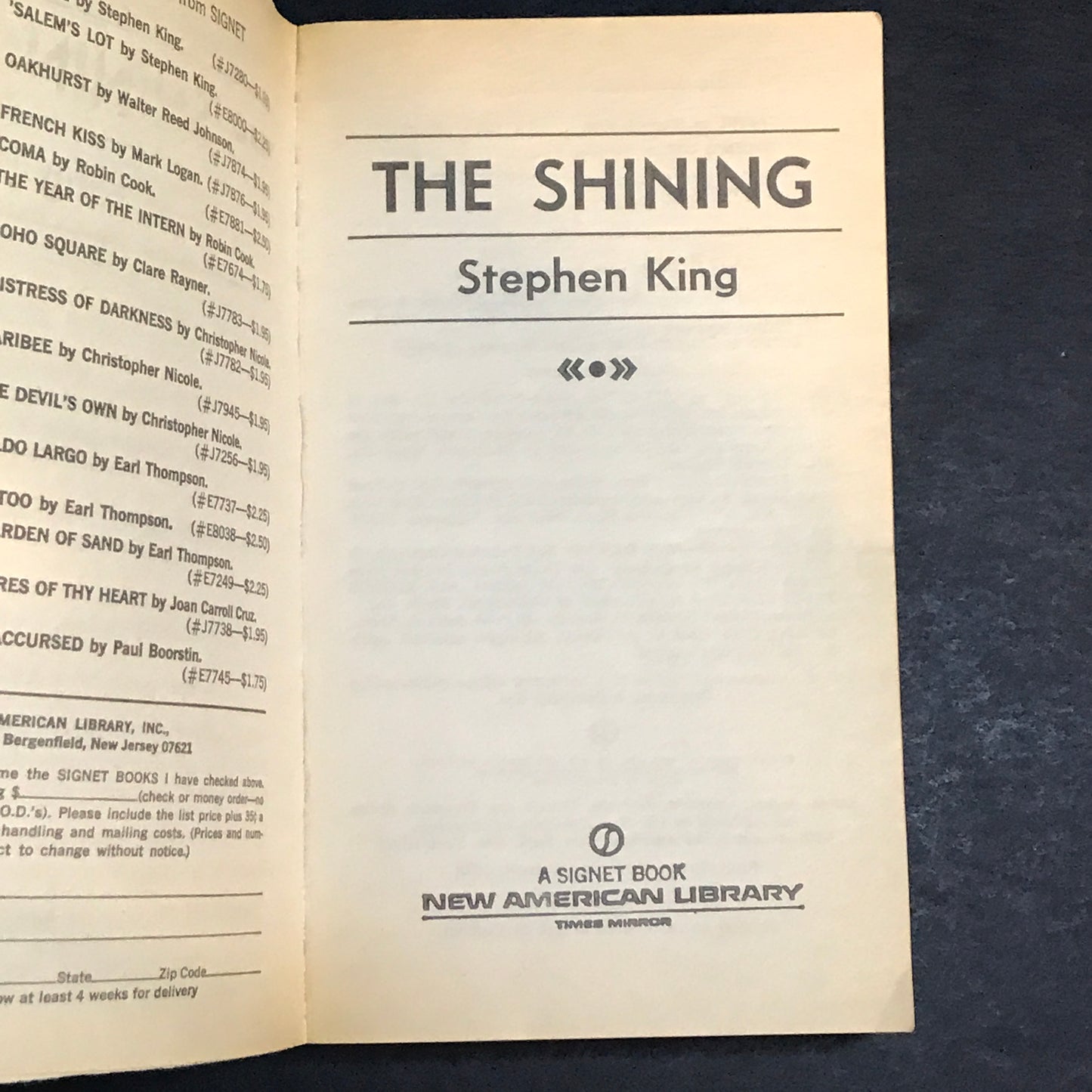 The Shining - Stephen King - 1st Thus - 1978