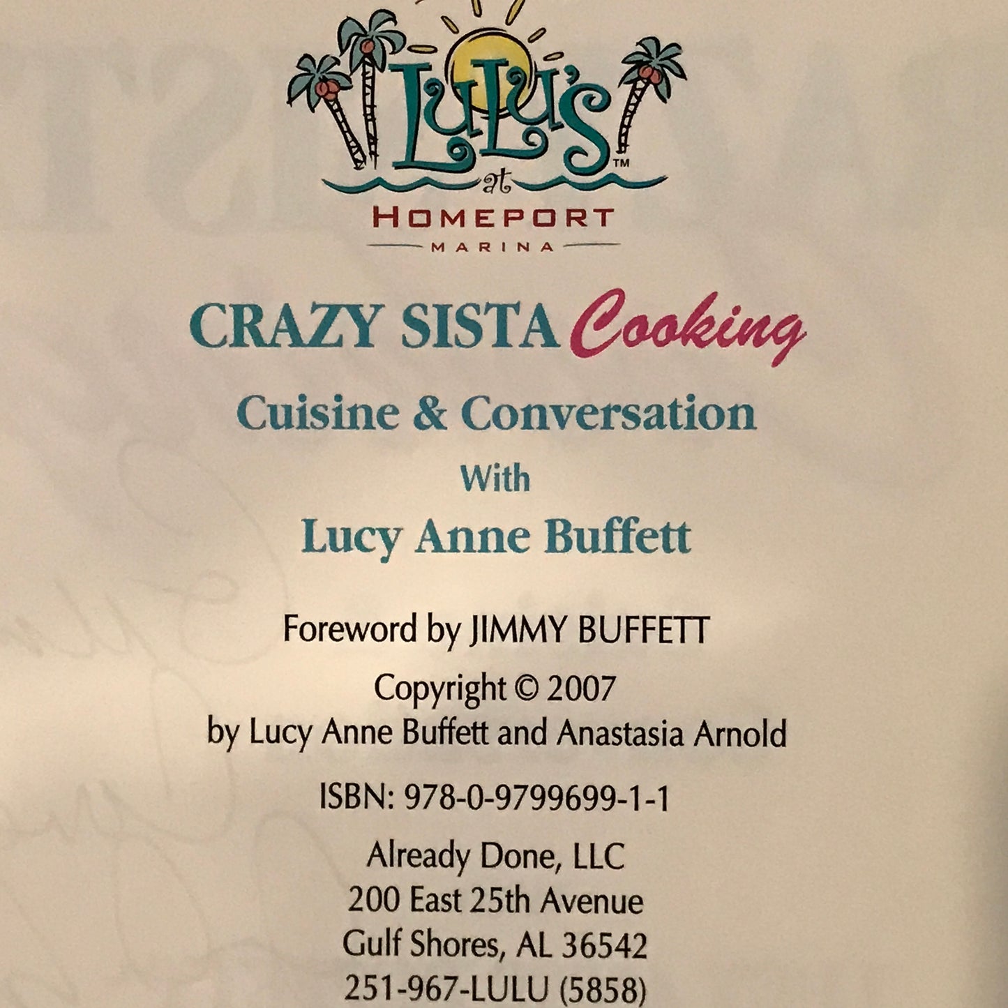 Crazy Sista Cooking - Lucy Anne Buffett - Signed - 2007