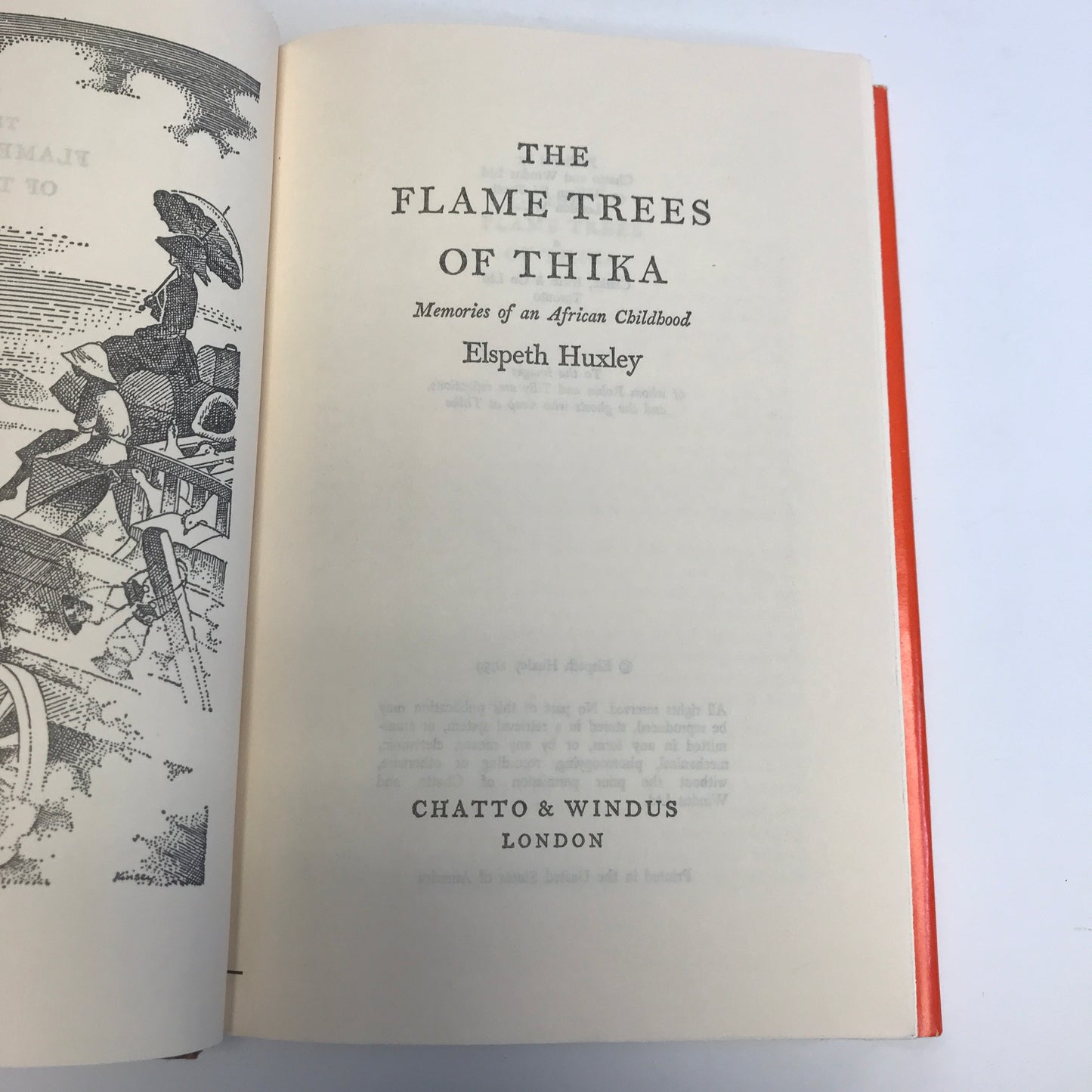 The Flame Trees of Thika - Elspeth Huxley - UK Edition - Black Americana - 1959