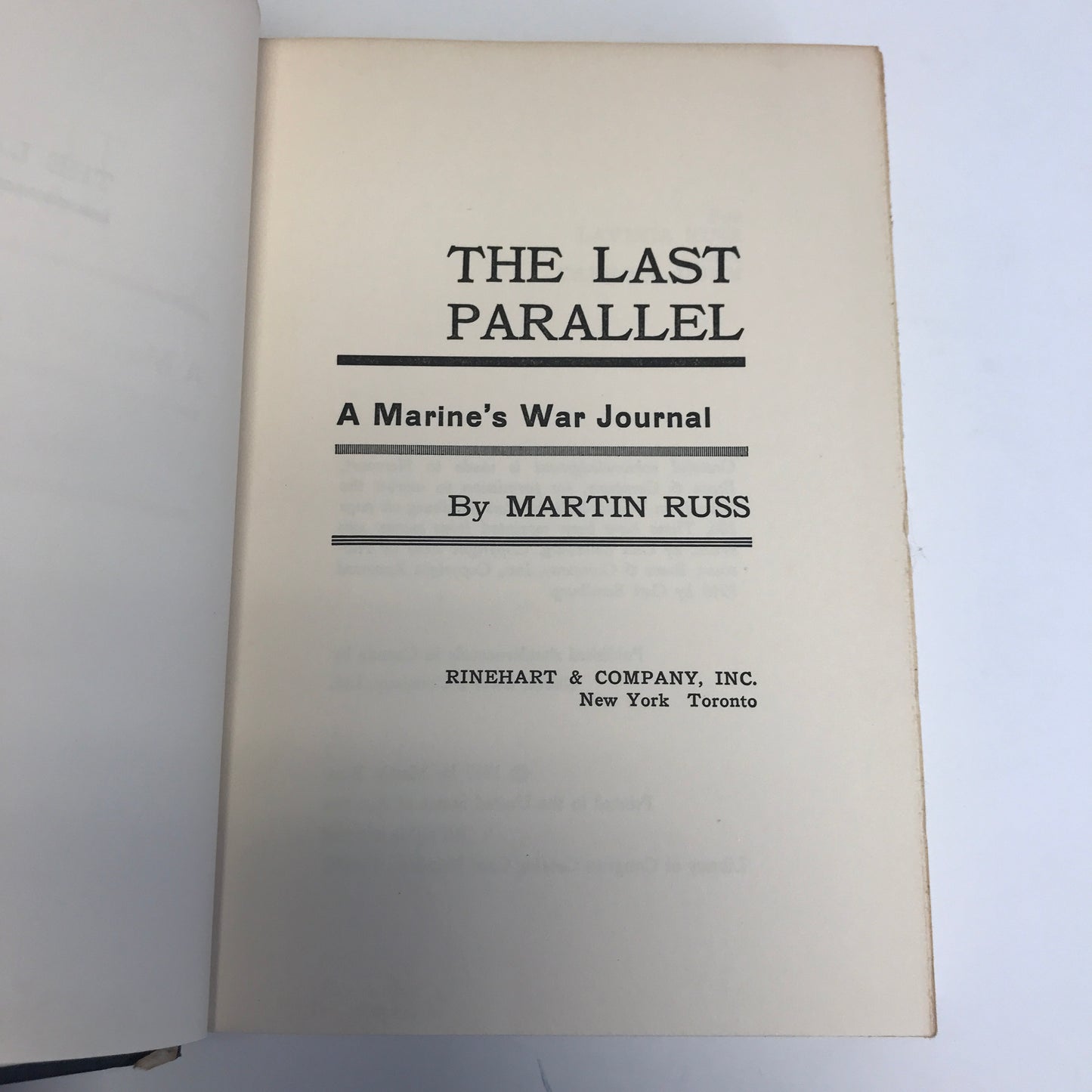 The Last Parallel - Martin Russ - 2nd Print - 1957