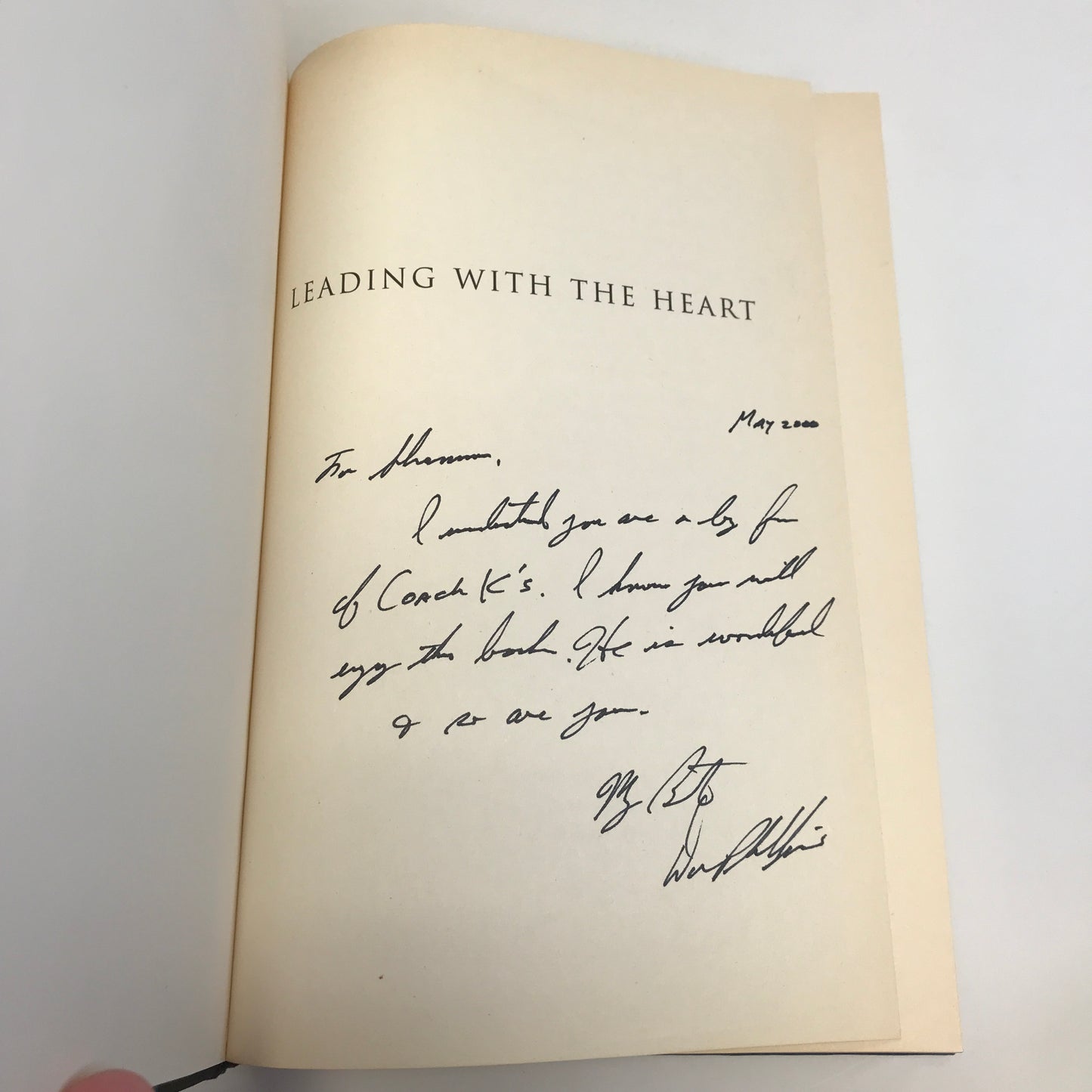 Leading with the Heart - Mike Krzyzewski and Donald T. Phillips - Signed by Krzyzewski -  Inscribed by Phillips - Scarce - 2000