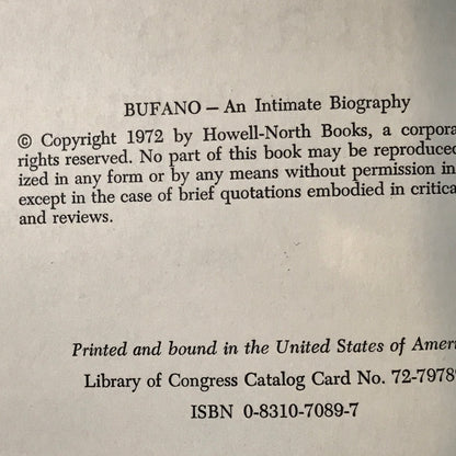 Bufano: An Intimate Biography - H. Wilkening and Sonia Brown - 1972