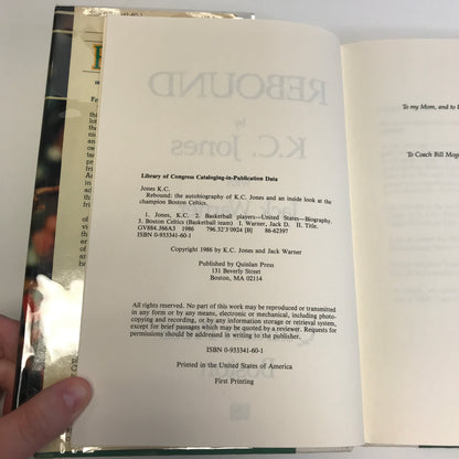 Rebound - K. C. Jones - Inscribed - 1986