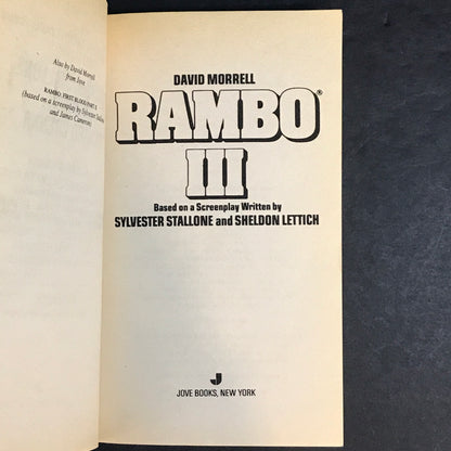 Rambo III - David Morrell - First Edition - 1988