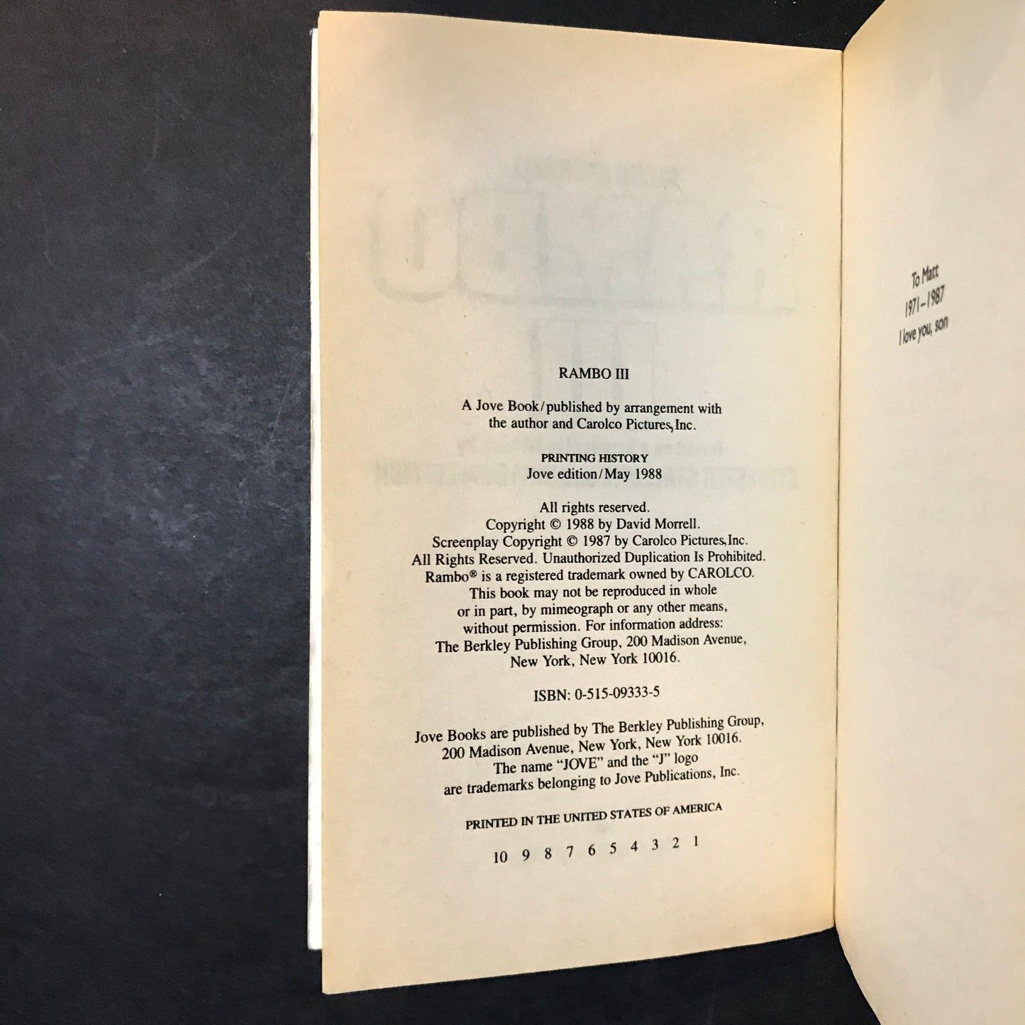 Rambo III - David Morrell - First Edition - 1988