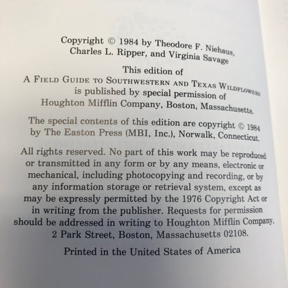 Southwestern and Texas Wildflowers - Theodore F. Niehous - Roger Terry Peterson Field Guides - Easton Press - 1984
