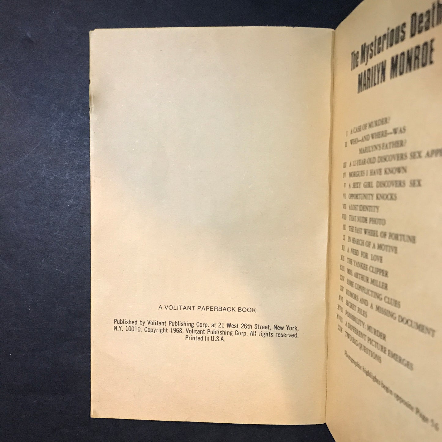 The Mysterious Death of Marilyn Monroe - James A. Hudson - First Thus - 1968