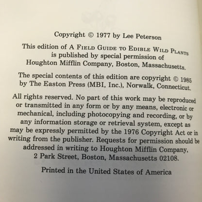 Edible Wild Plants - L. A. Peterson - Roger Terry Peterson Field Guides - Easton Press - 1985