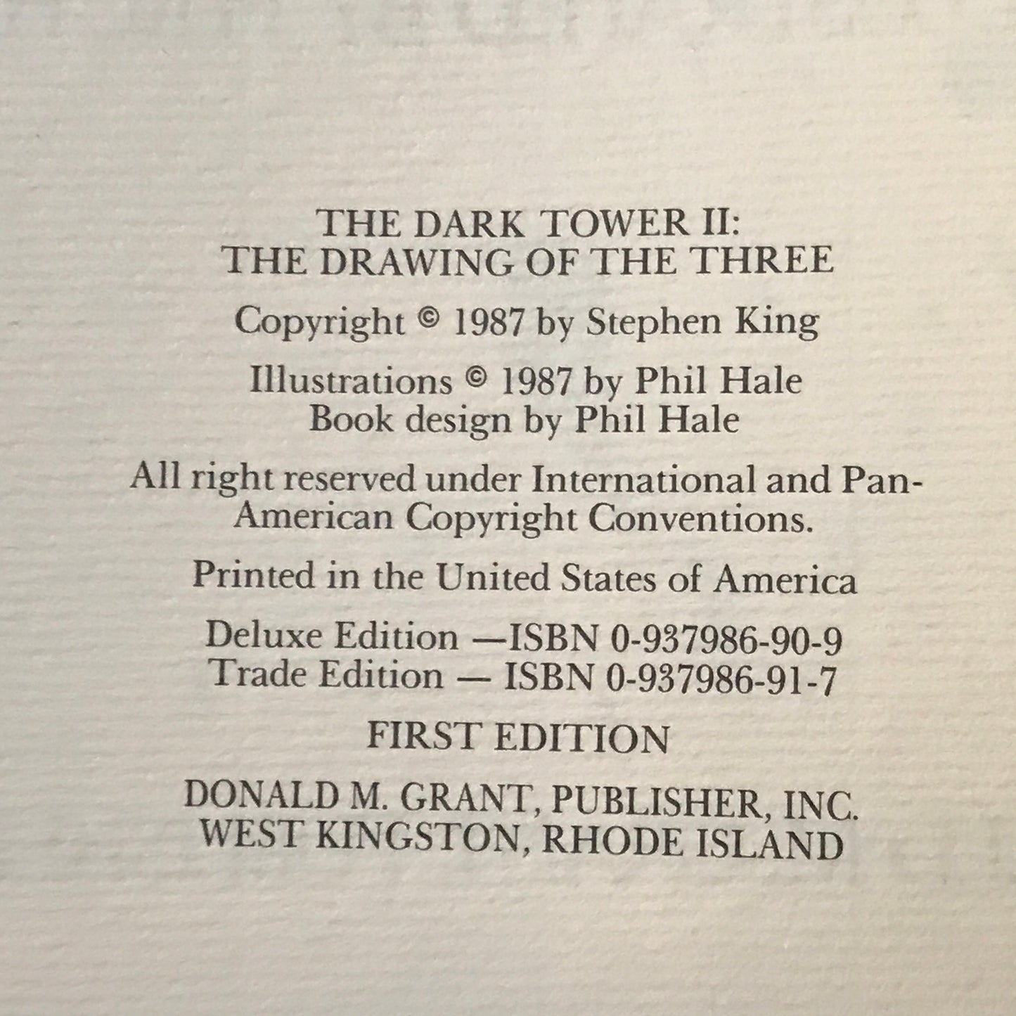 The Drawing of the Three - Stephen King - 1st Edition - 1987