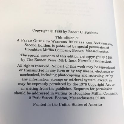 Western Reptiles and Amphibians - Robert C. Stebbins - Roger Terry Peterson Field Guides - Easton Press - 1985
