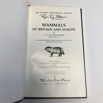 Mammals of Britain and Europe - P. H. Van Den Brink - Roger Terry Peterson Field Guides - Easton Press - 1986