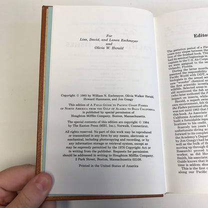 Pacific Coast Fishes - William E. Escimeyer - Roger Terry Peterson Field Guides - Easton Press - 1984