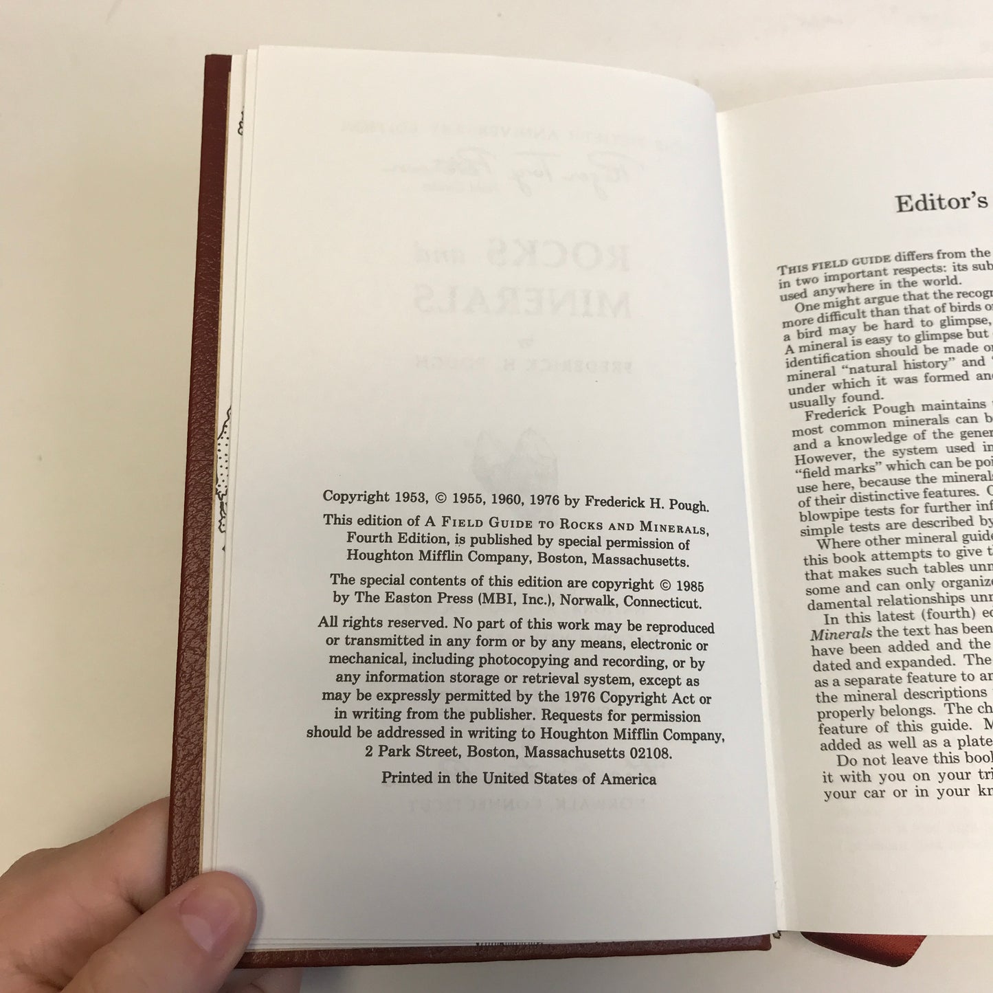 Rocks and Minerals - Frederick H. Pough - Roger Terry Peterson Field Guides - Easton Press - 1985