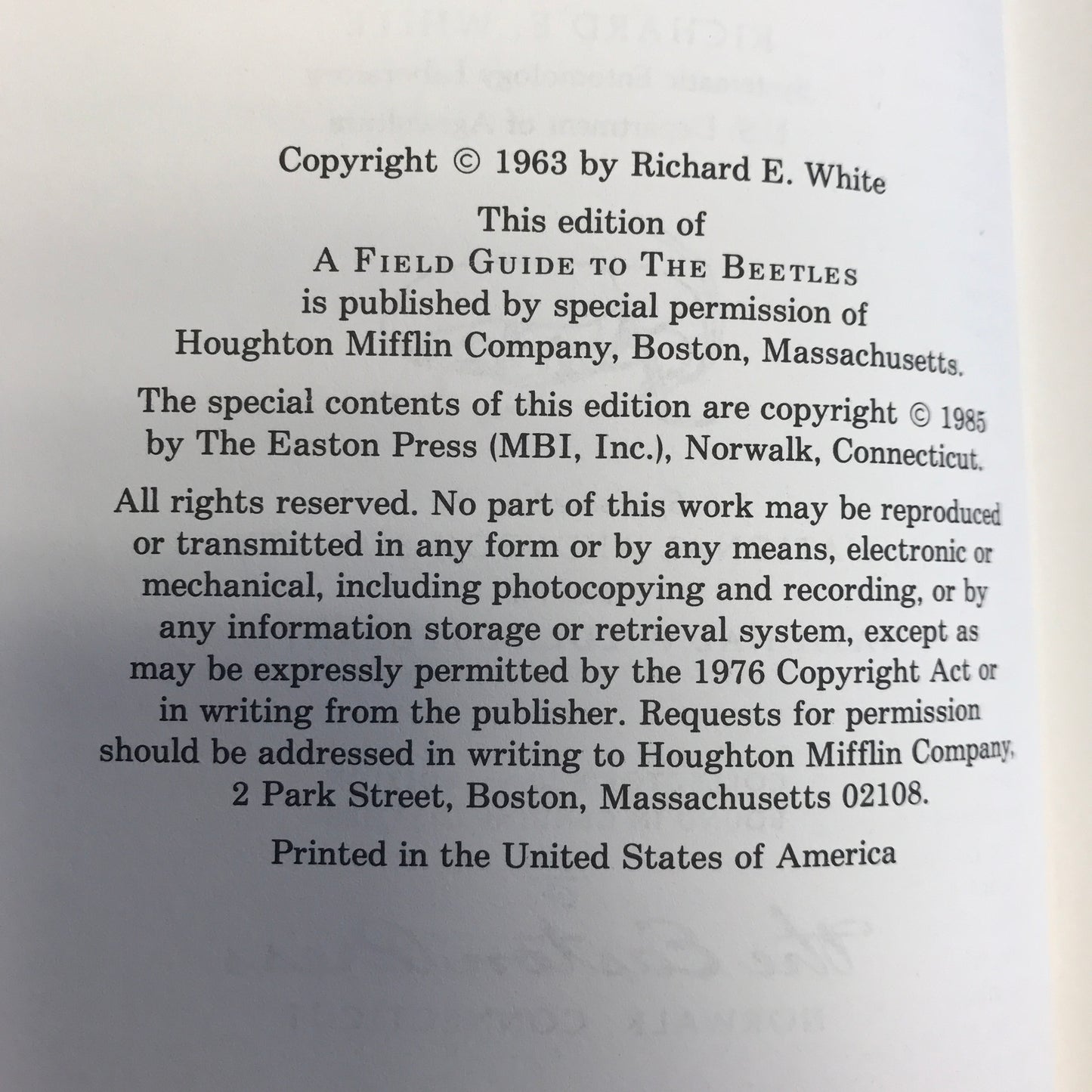 Beetles - Richard E. White - Roger Terry Peterson Field Guides - Easton Press - 1985