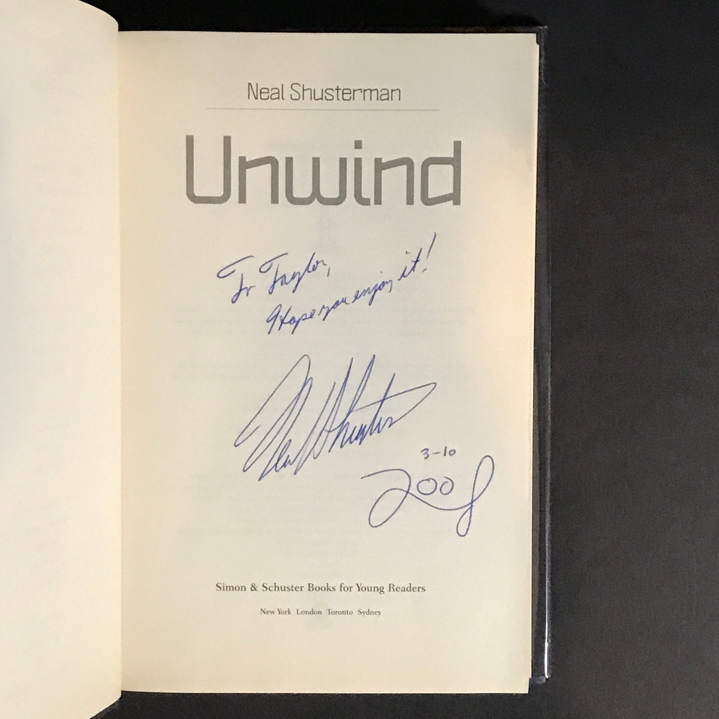 Unwind - Neal Shusterman - Signed - 1st Edition - 2007