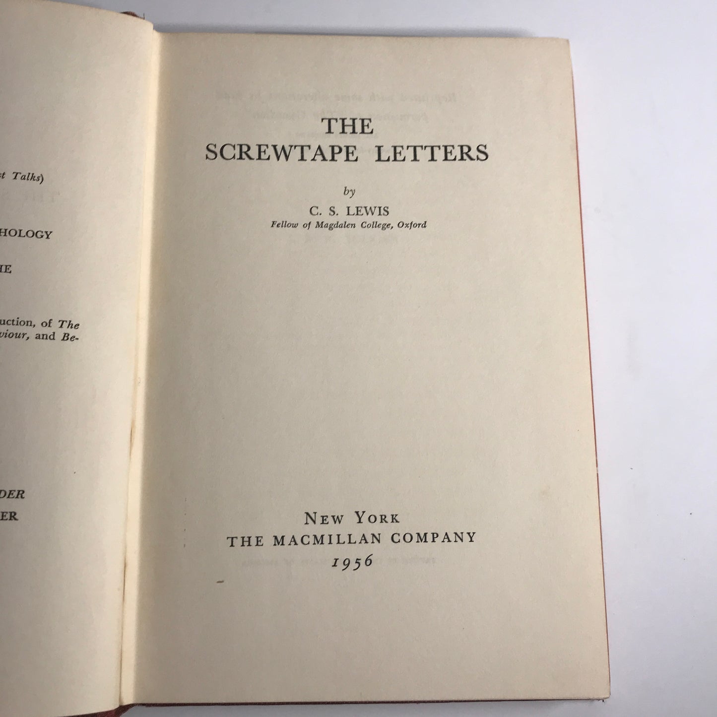 The Screwtape Letters - C. S. Lewis - 24th Printing - 1956