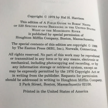 Western Birds' Nest - Hal H. Harrison - Roger Tory Peterson Field Guides - Easton Press - 1986
