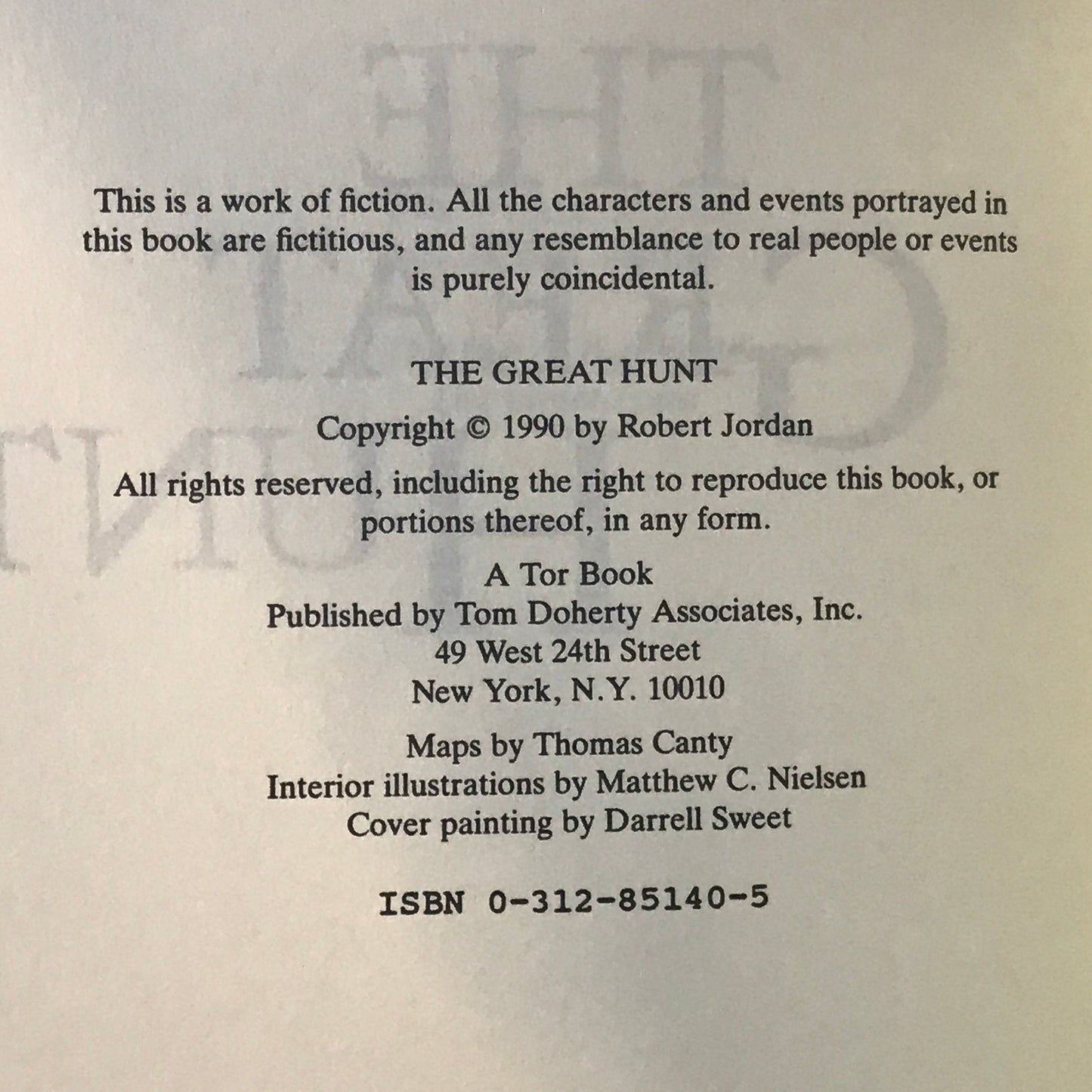 The Great Hunt - Robert Jordan - Book Club Edition - 1990