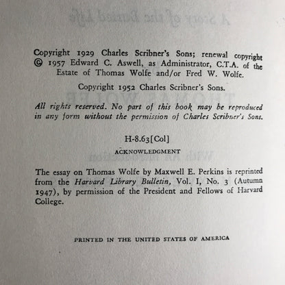 Look Homeward, Angel - Thomas Wolfe - 1957