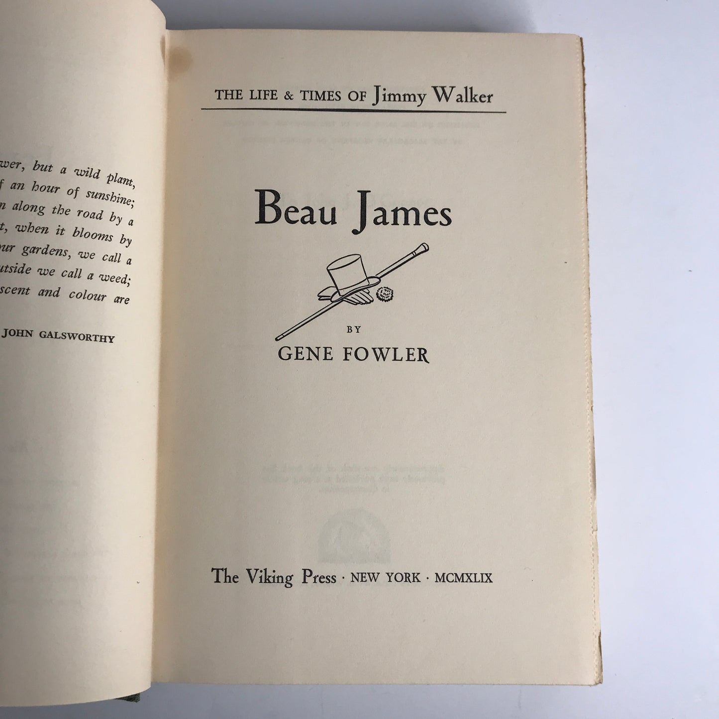 Beau James: The Life and Things of Jimmy Walker - Gene Fowler - 1949