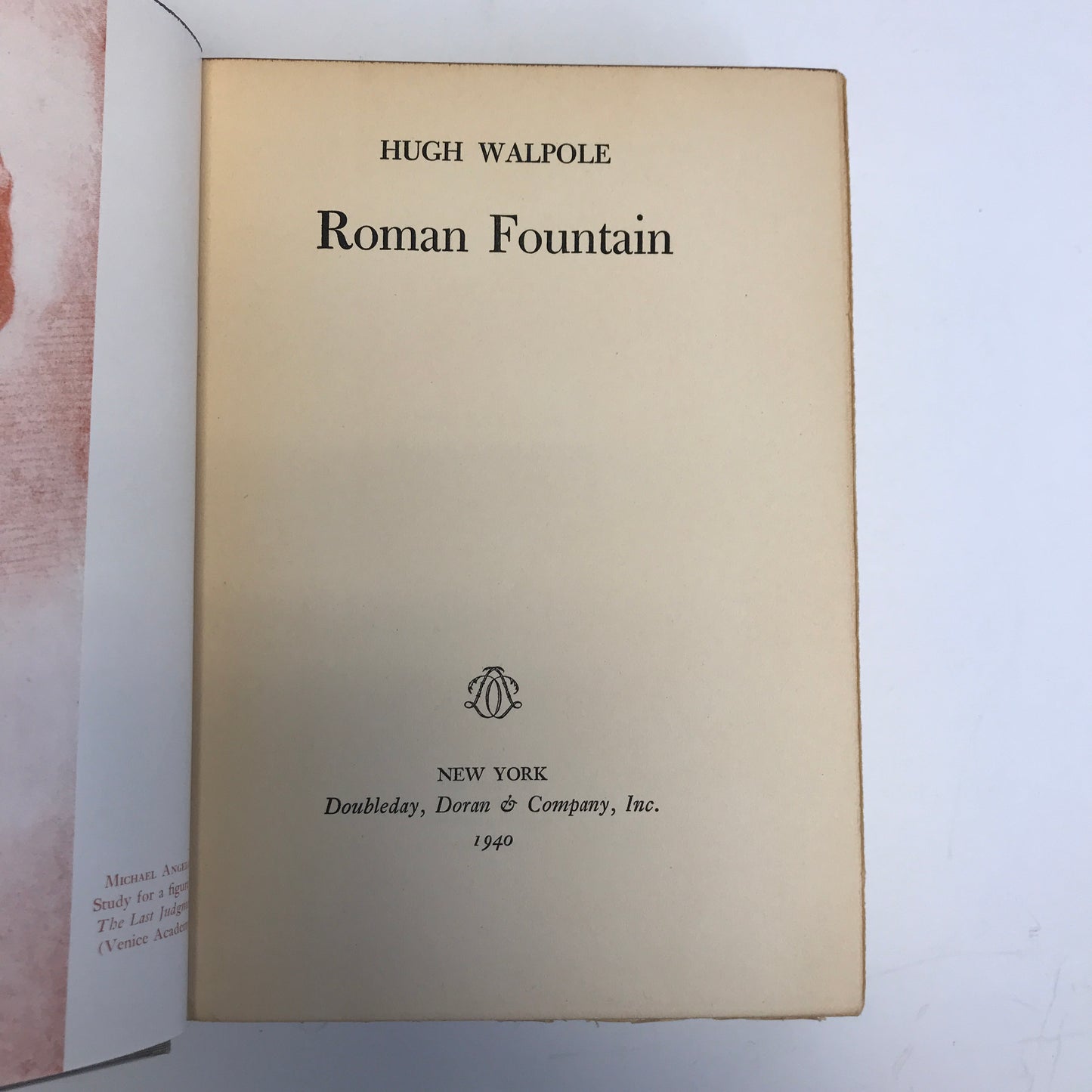 Roman Fountain - Hugh Walpole - 1st Edition - 1940